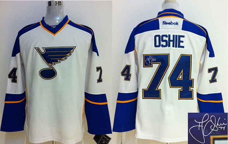 Blues 74 Oshie White Signature Edition Jerseys