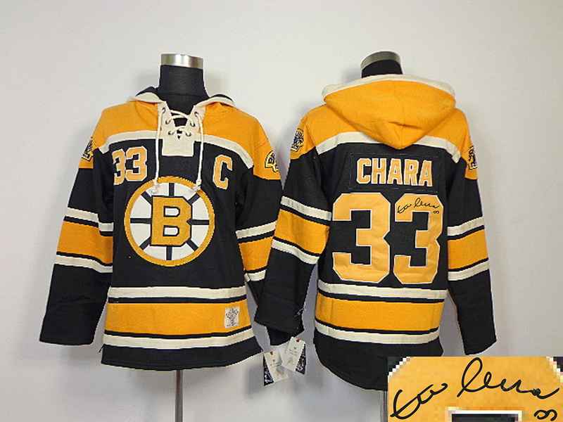 Bruins 33 Chara Black Hooded Signature Edition Jerseys