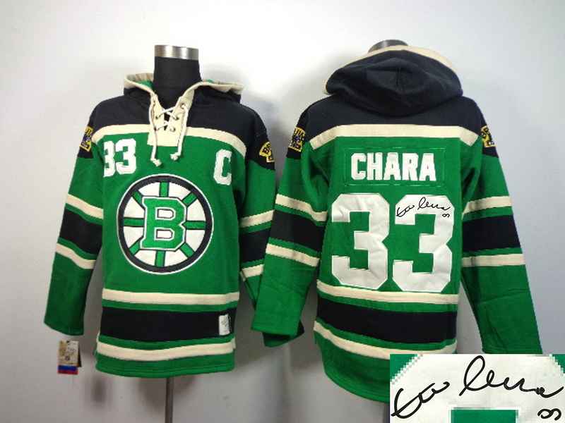 Bruins 33 Chara Green Hooded Signature Edition Jerseys