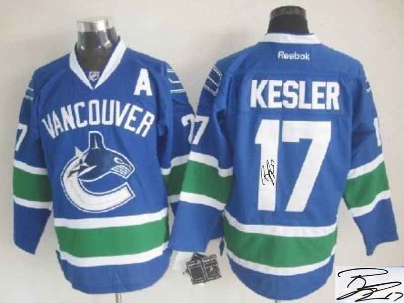 Canucks 17 Kesler Blue Signature Edition Jerseys