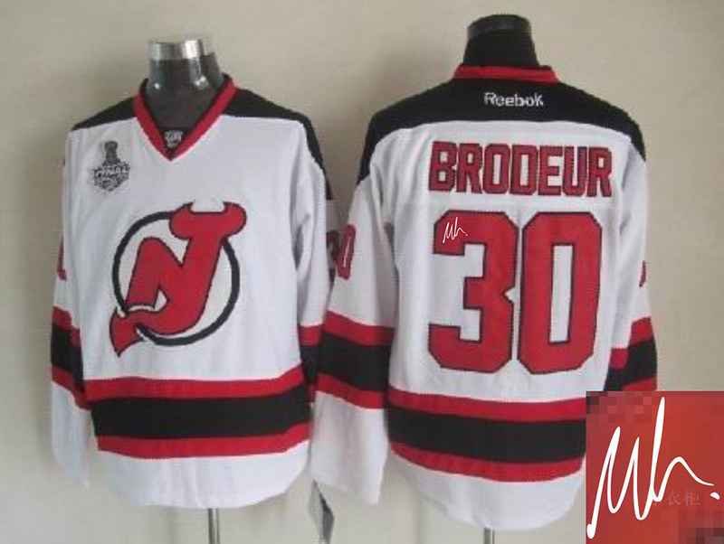 Devils 30 Brodeur White Signature Edition Jerseys - Click Image to Close