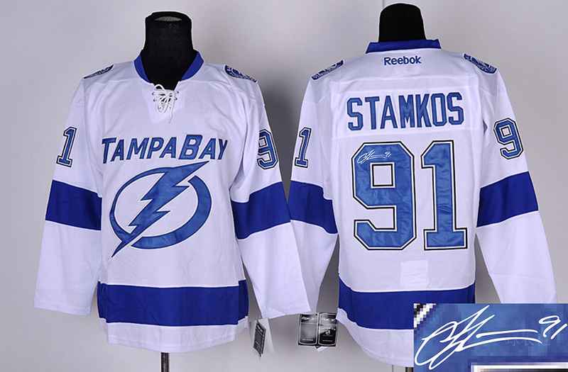 Lightning 91 Stamkos White Signature Edition Jerseys