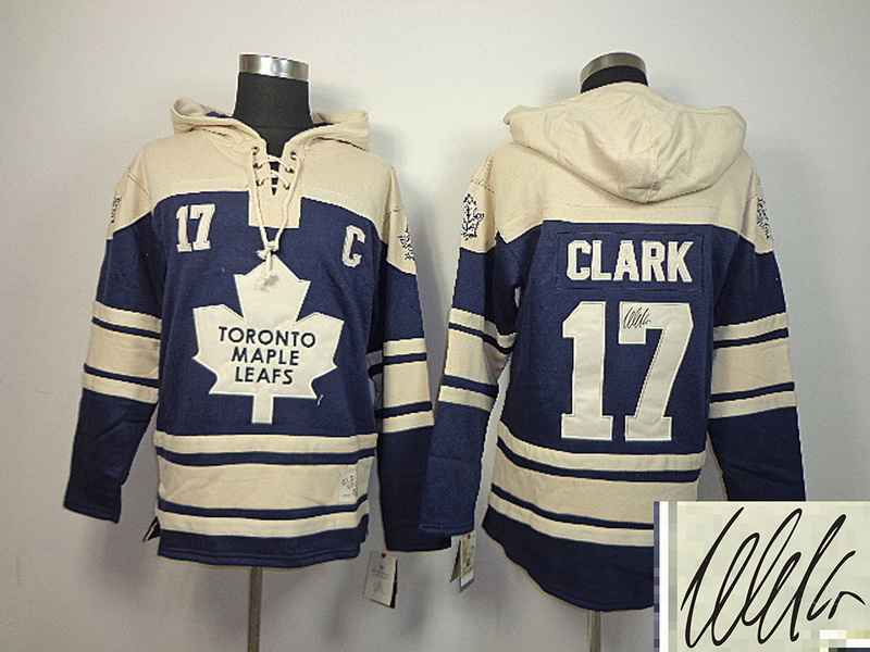 Maple Leafs 17 Clark Blue Hooded Signature Edition Jerseys