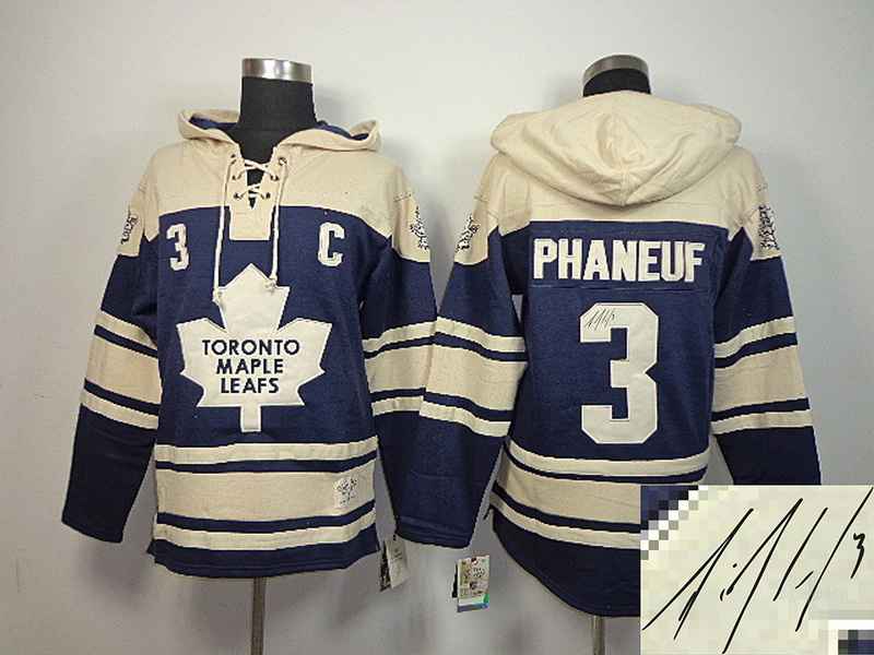 Maple Leafs 3 Phaneuf Blue Hooded Signature Edition Jerseys