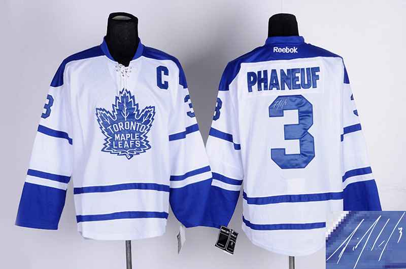 Maple Leafs 3 Phaneuf White Signature Edition Jerseys