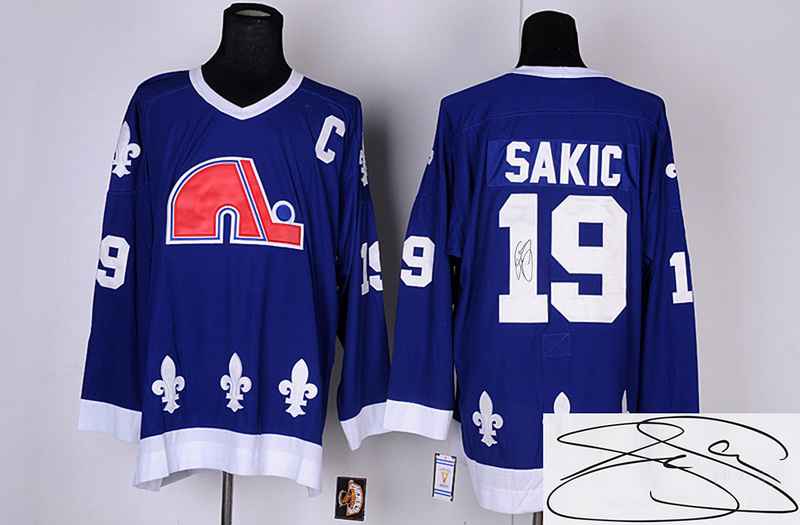 Nordiques 19 Sakic Blue Signature Edition Jerseys