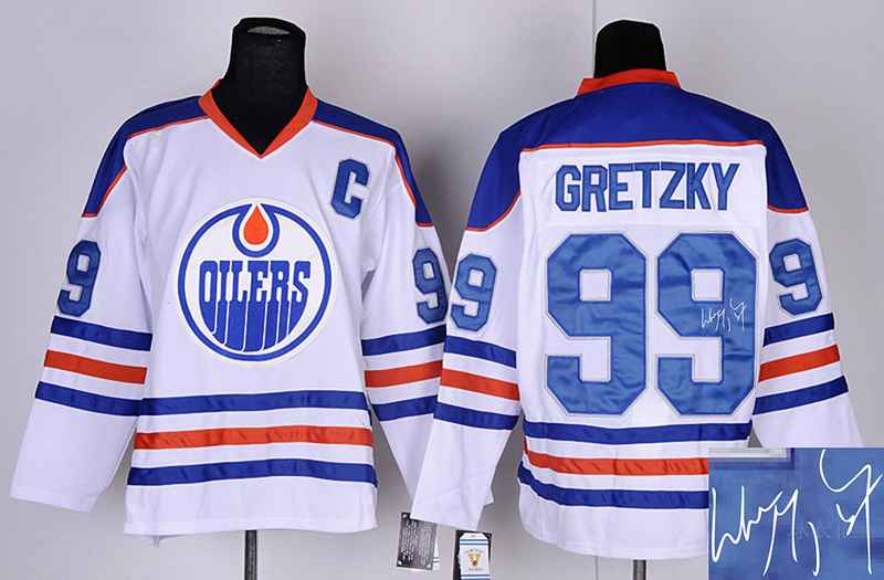 Oilers 99 Gretzky White Signature Edition Jerseys