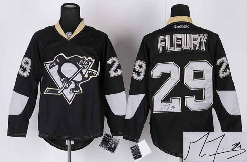 Penguins 29 Fleury Black Ice Signature Edition Jerseys