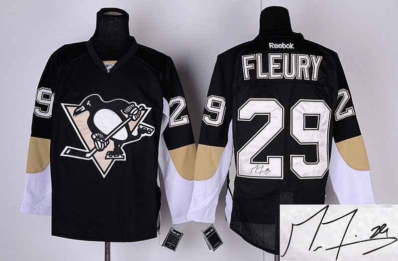 Penguins 29 Fleury Black Signature Edition Jerseys