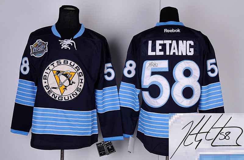 Penguins 58 Letang Blue 2011 Winter Classic Signature Edition Jerseys
