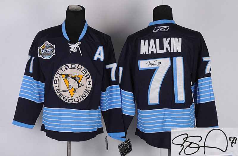 Penguins 71 Malki Blue 2011 Winter Classic Signature Edition Jerseys