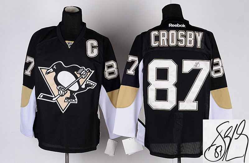 Penguins 87 Crosby Black Signature Edition Jerseys