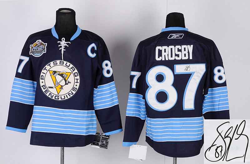 Penguins 87 Crosby Blue 2011 Winter Classic Signature Edition Jerseys