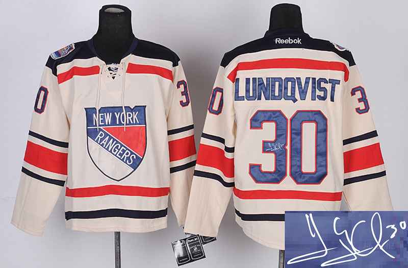 Rangers 30 Lundqvist Cream Signature Edition Jerseys