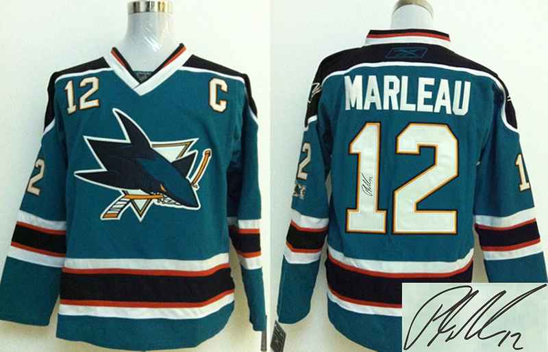 Sharks 12 Marleau Teal Signature Edition Jerseys