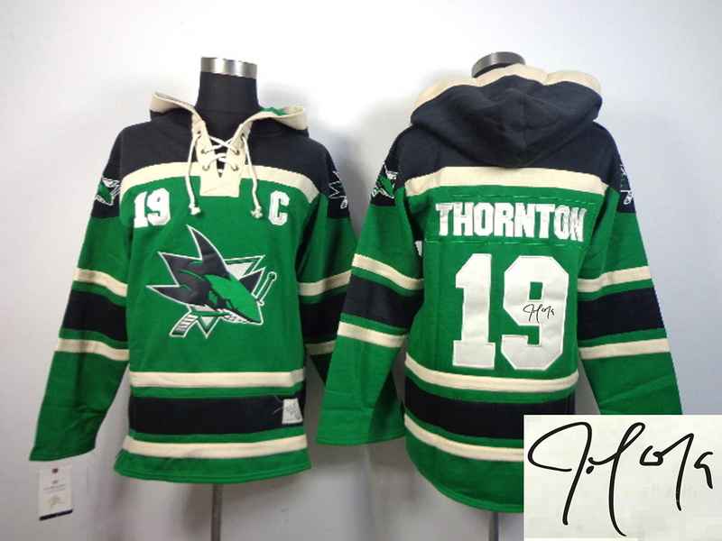 Sharks 19 Thornton Green Hooded Signature Edition Jerseys