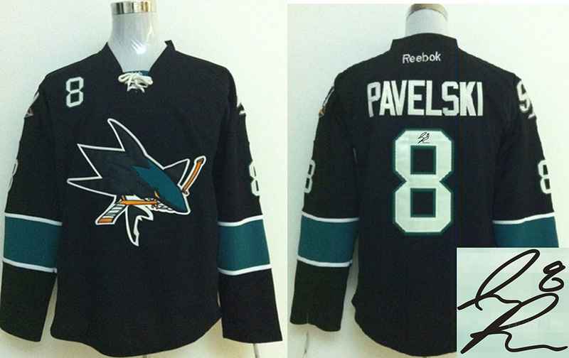 Sharks 8 Pavelski Black Signature Edition Jerseys