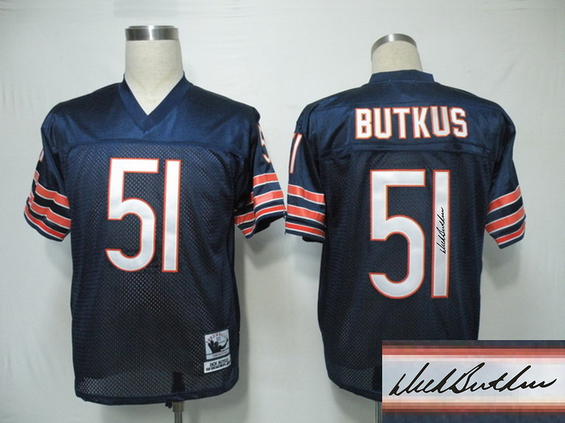 Bears 51 Butkus Blue Throwback Signature Edition Jerseys