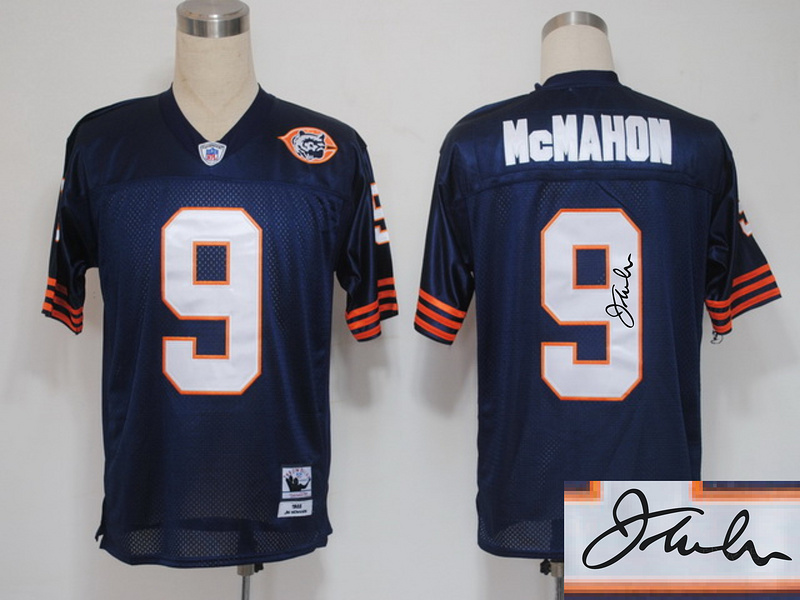 Bears 9 McMahon Blue Big Number Throwback Signature Edition Jerseys