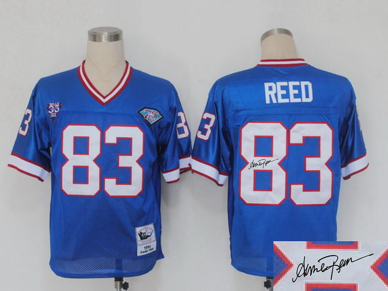Bills 83 Reed Blue Throwback Signature Edition Jerseys