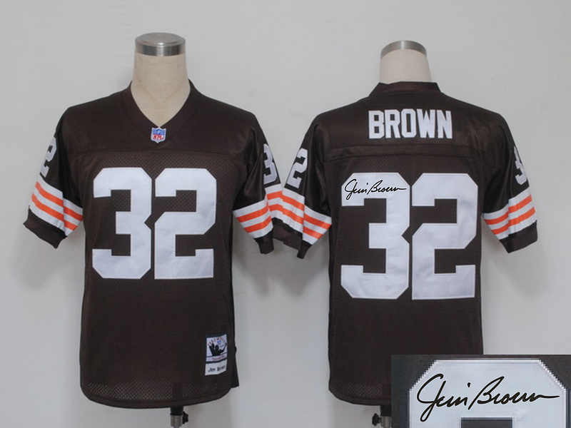 Browns 32 Brown Throwback Signature Edition Jerseys
