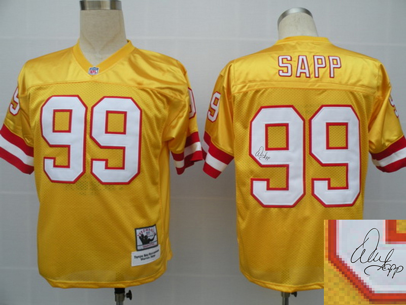 Buccaneers 99 Sapp Yellow Throwback Signature Edition Jerseys