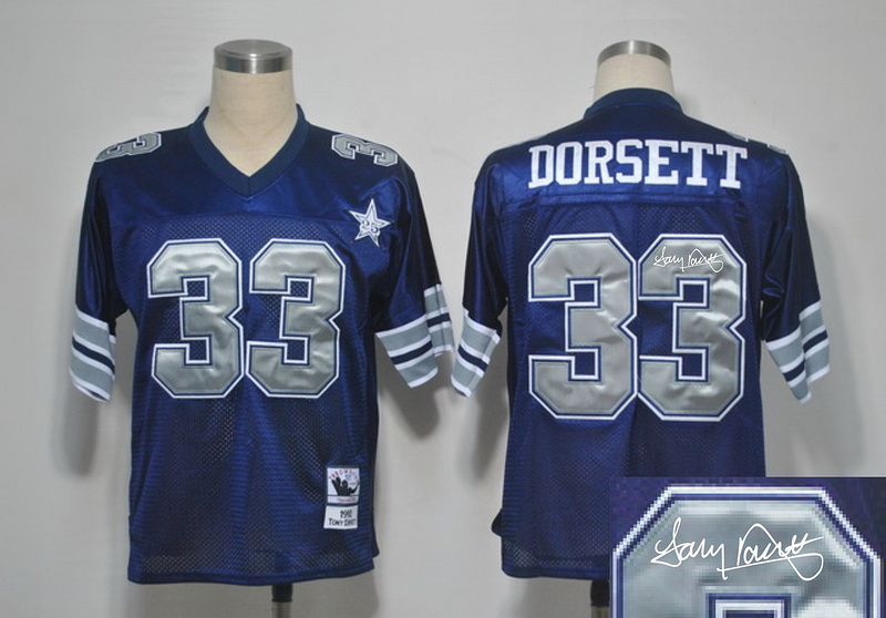 Cowboys 33 Dorsett Blue Throwback Signature Edition Jerseys