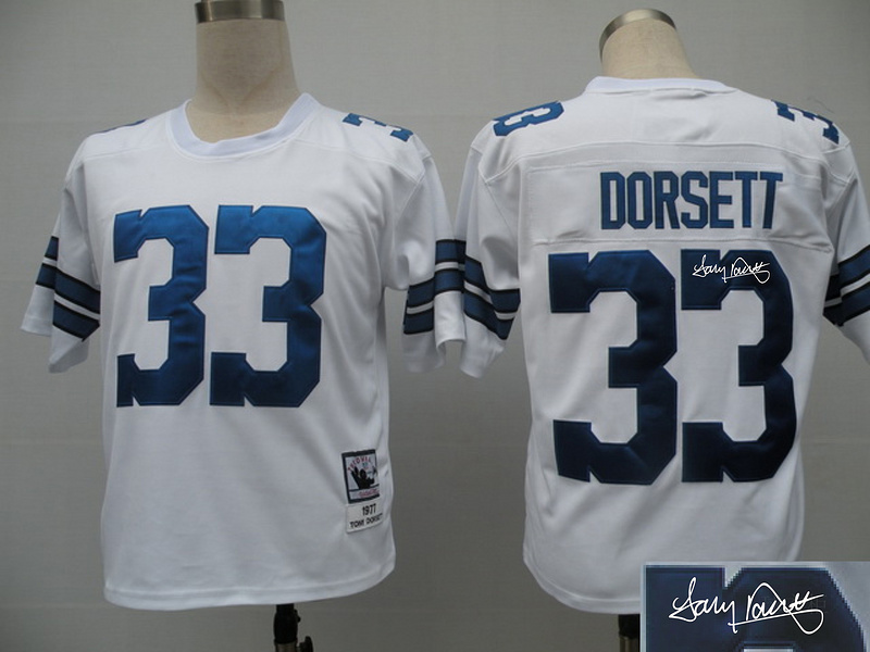Cowboys 33 Dorsett White Throwback Signature Edition Jerseys
