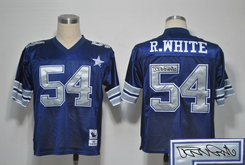 Cowboys 54 R.White Blue Throwback Signature Edition Jerseys Cowboys 54 R.White Blue Throwback Signature Edition Jerseys