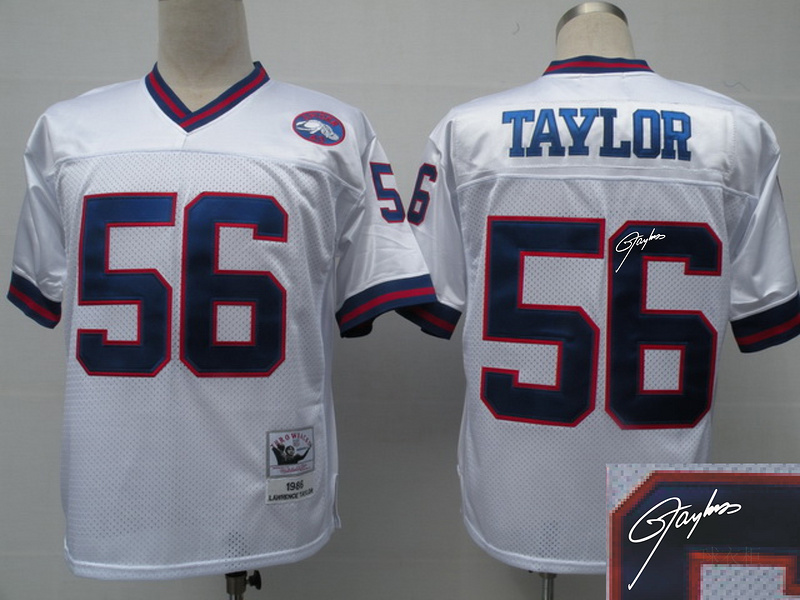 Giants 56 Taylor White Throwback Signature Edition Jerseys