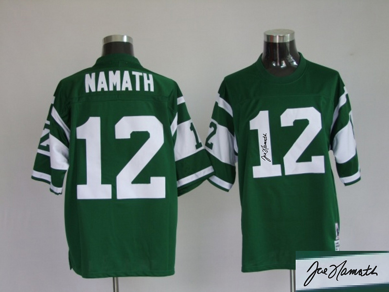 Jets 12 Namath Green Throwback Signature Edition Jerseys
