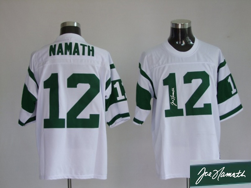 Jets 12 Namath White Throwback Signature Edition Jerseys