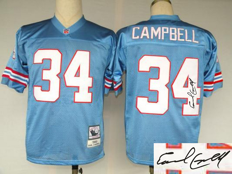 Oilers 34 Campbell Blue Throwback Signature Edition Jerseys