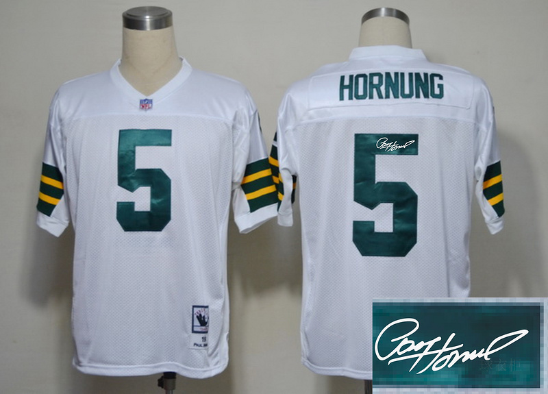 Packers 5 Hornung White Throwback Signature Edition Jerseys