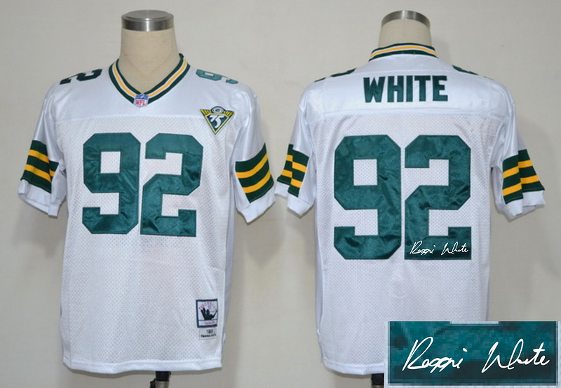 Packers 92 White White Throwback Signature Edition Jerseys