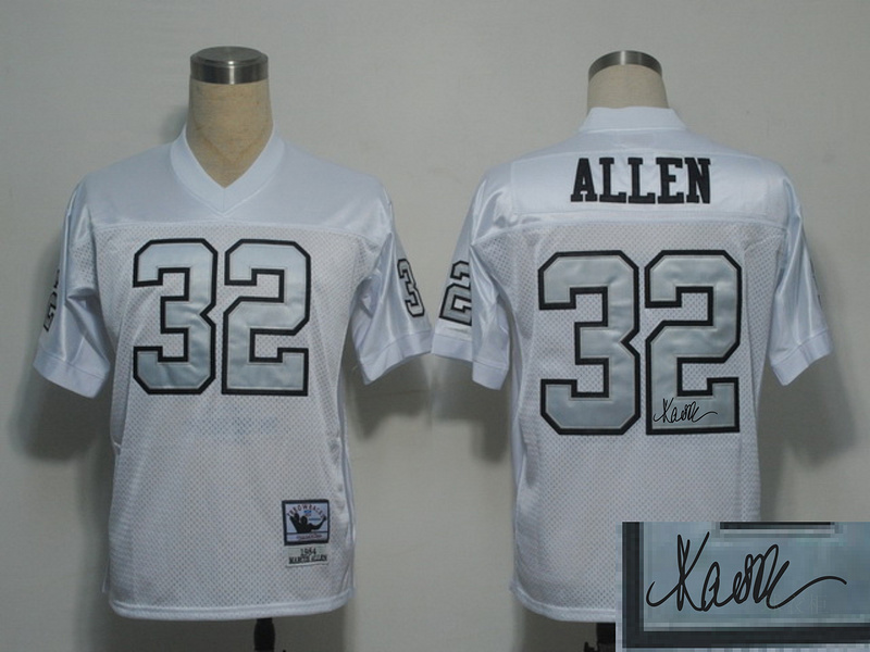 Raiders 32 Allen White Silver Number Throwback Signature Edition Jerseys