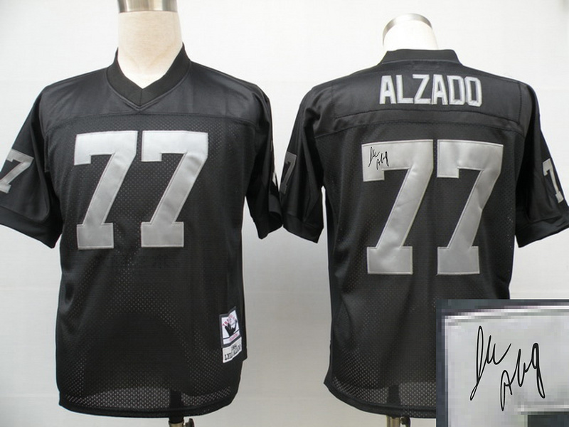 Raiders 77 Alzado Black Throwback Signature Edition Jerseys