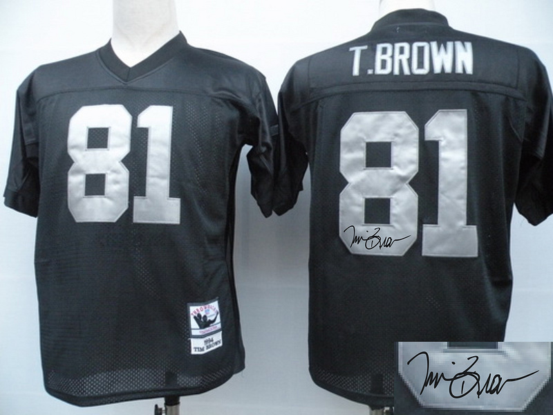 Raiders 81 T.Brown Black Throwback Signature Edition Jerseys