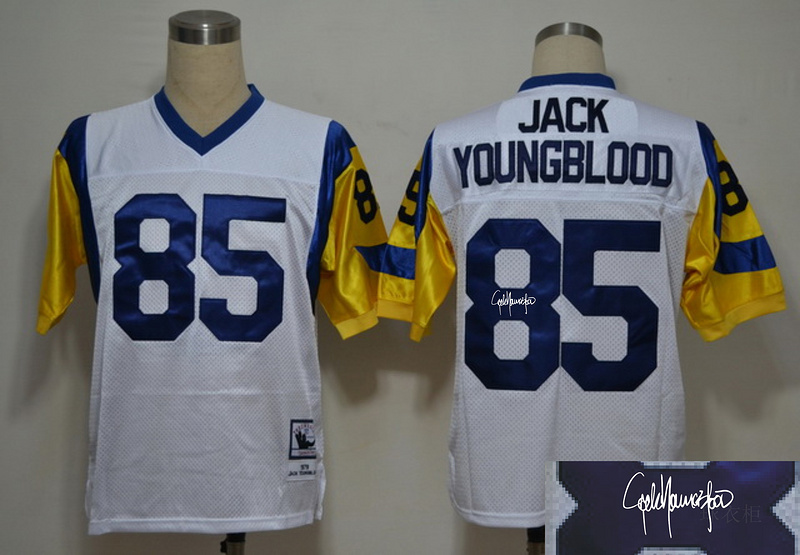 Rams 85 Jack Youngblood White Throwback Signature Edition Jerseys