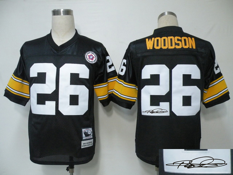 Steelers 26 Woodson Black Throwback Signature Edition Jerseys