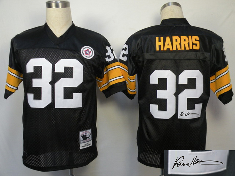 Steelers 32 Harris Black Throwback Signature Edition Jerseys