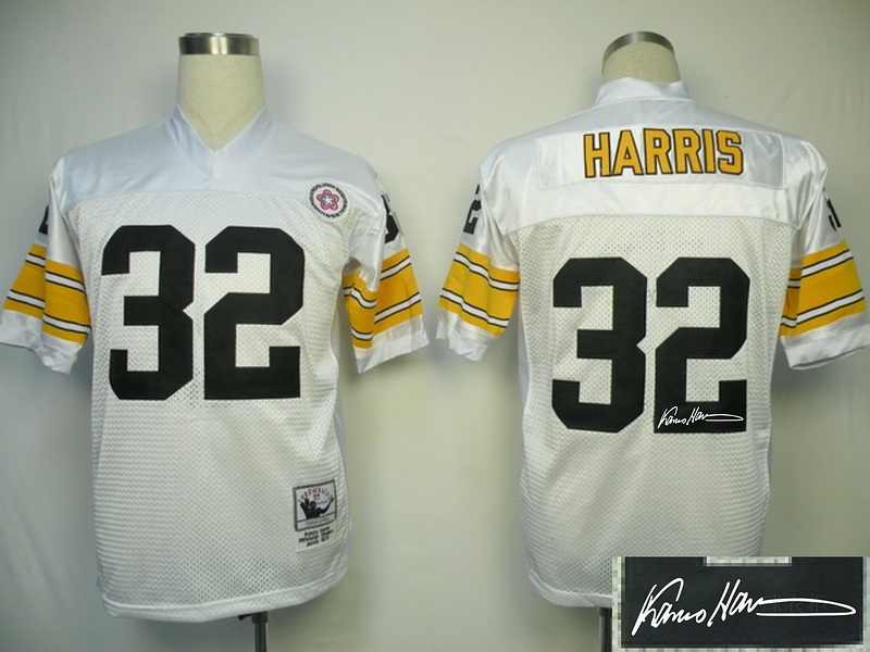Steelers 32 Harris White Throwback Signature Edition Jerseys