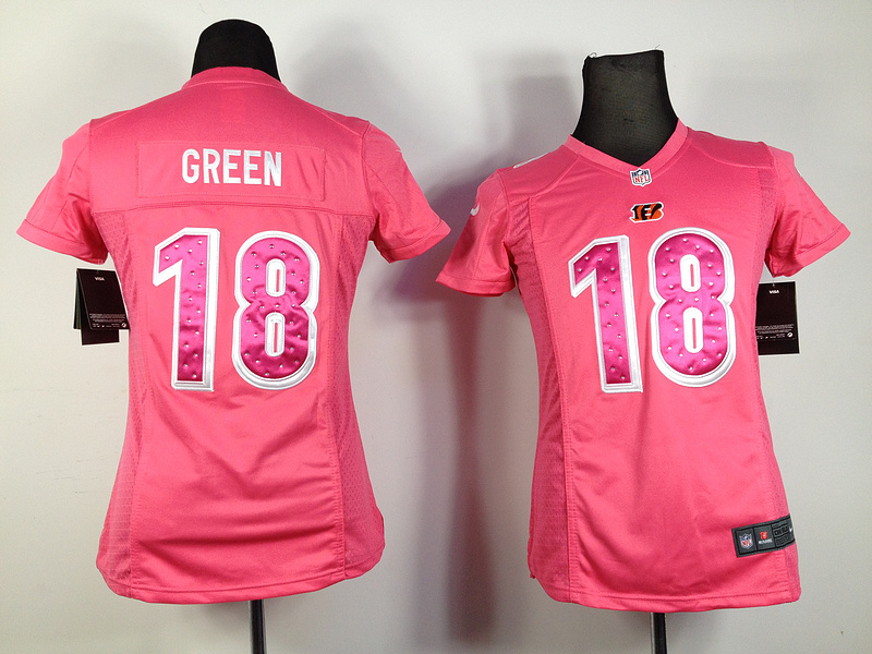 Nike Bengals 18 Green Pink Women Jerseys