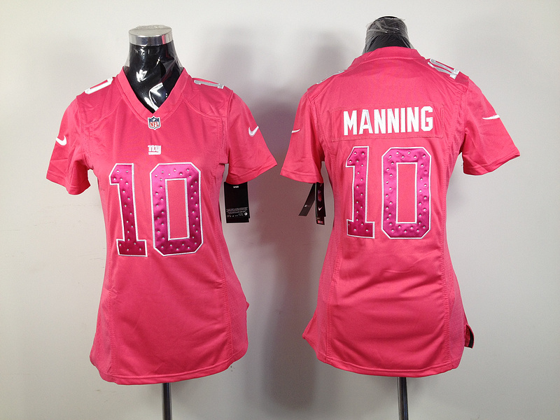 Nike Giants 10 Manning Pink Women Jerseys