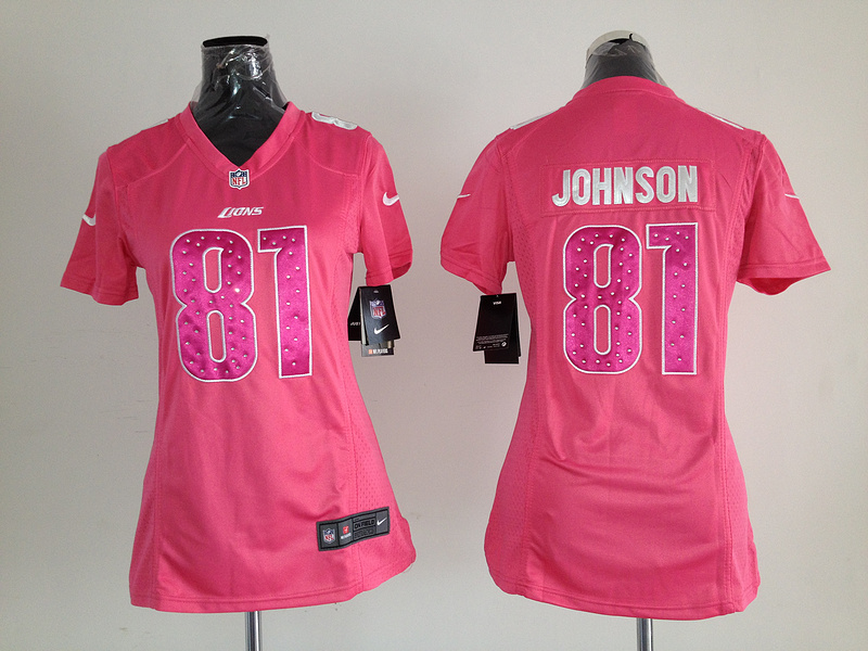 Nike Lions 81 Johnson Pink Women Jerseys