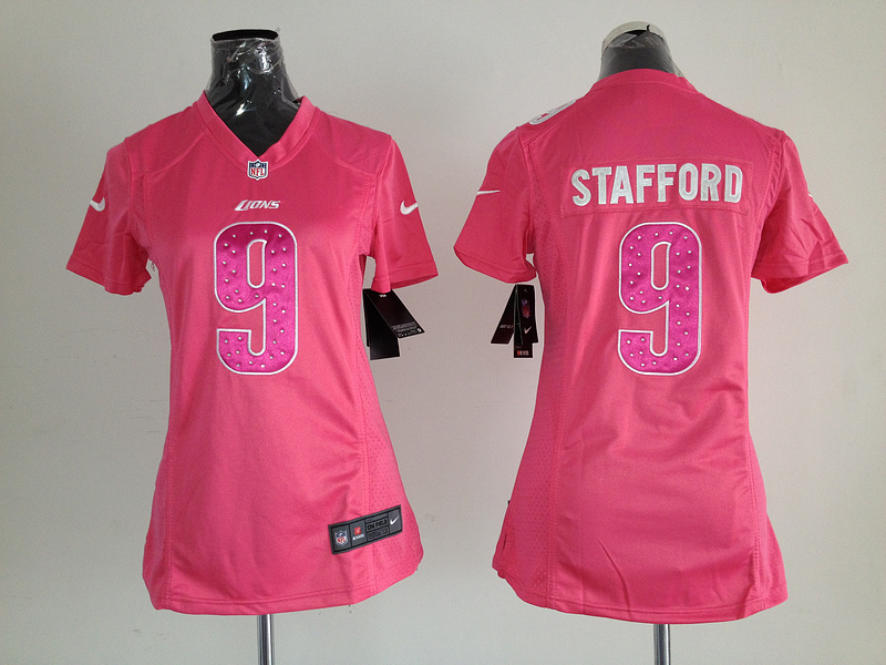 Nike Lions 9 Stafford Pink Women Jerseys