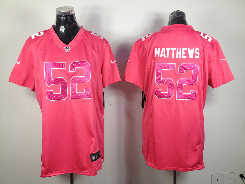 Nike Packers 52 Matthews Pink Women Jerseys