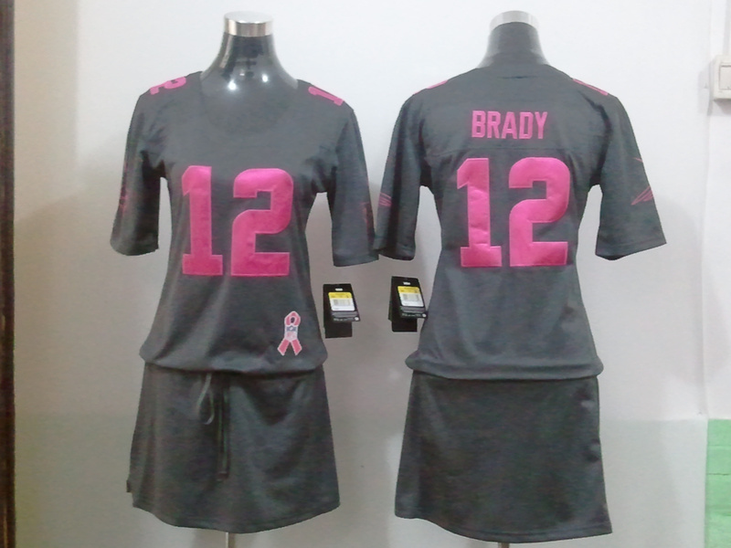 Nike Patriots 12 Brady Breast Cancer Awareness Dark Grey Women Jerseys