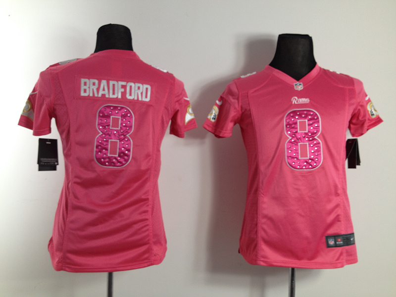Nike Rams 8 Bradford Pink Women Jerseys