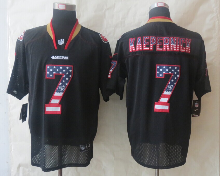 Nike 49ers 7 Kaepernick USA Flag Fashion Black Elite Jerseys
